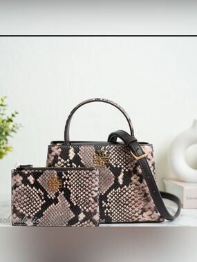 NWT ✨Tory Burch Pink Snake-Print Top Handle Mini Bag with Wallet